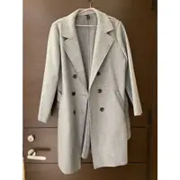 在飛比找蝦皮購物優惠-(全新） 正韓店購入藍灰色大衣外套 冬季大衣 冬季大外套