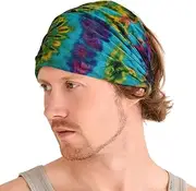 Tie-Dye Men Bandana Headbands - Head Band Women Psychedelic Hippie Head Scarf Boho Bandanas A