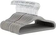 Amazon Basics Kids Velvet, Non-Slip Clothes Hangers, Gray - Pack of 50