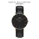 Daniel Wellington DW 手錶 Classic Sheffield 36mm爵士黑真皮皮革錶 DW00100139
