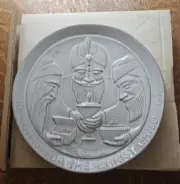 2 Frankoma Pottery Plates - Laid in Manger/Gifts for Christ Child 60s