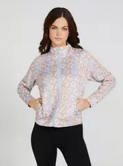 GUESS Women's Eco Blue G Cube Active Jacket Size: XS, Spandex