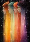 FANTASY WOMEN ART PRINT, Dripping Rainbow Hair Decor, Surreal Face Girl Poster