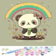 Paint by Number for Adults Canvas, Rainbow Panda Adult Framed Paint by Number