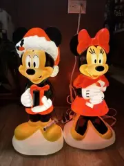 DISNEY 24 " Mickey & Minnie Mouse Lighted Christmas Magic Blow Molds By GEMMY