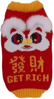Dog Cat Knit Sweater Dog Clothes Chinese Year Lion Pattern Small Dog Clothes Cute Dog Warm Pullover Cat Sweater