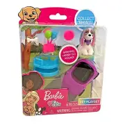 New Barbie Pet Playset 6pc Beagle Dog Puppy Purple Car Playground Park