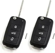 X AUTOHAUX 2pcs Replacement Flip Folding Keyless Entry Remote Key Case Shell for VW Beetle Caddy Jetta 2011- 2013 5K0-837-202