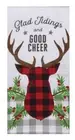 GLAD TIDINGS and GOOD CHEER Deer Head Lodge Christmas Dual Purpose Kitchen Towel