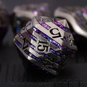 DND Dice Set Dungeons and Dragons Dice d20 Metallic Stripes Dice with Gift Case, Polyhedral Dice Sets for Tabletop Games D&D Dice MTG Pathfinder Role Playing Game (Antique Nickel Purple)