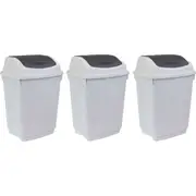 3x Boxsweden Trash Bin 12L w/ Swing Lid Rubbish & Garbage Can Waste Basket WHT