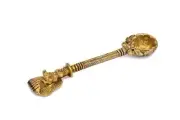 Indian Traditional Brass Krishna Spoon For Hawan Kund