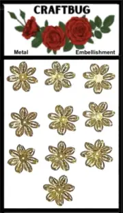 CRAFTBUG METAL EMBELLISHMENTS ANTIQUE ~10 FLOWERS 2.7CM X 2.7CM CODE A88-B12