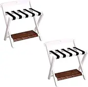 Luggage Rack - Suitcase Holder Stand, Professional Hotel Solid Wood Suitcase Rack, Portable Home Suitcase Luggage Rack, Double Tiers Luggage Shelf with Shoe Rack,for Hotel, Bedroom, Guest Ro