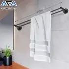 Double Rail Towel Rack Round 304SUS Black Cuttable Cut to size Wall 800mm Holder