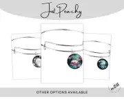 Peace Tranquility Lotus Moon Art Silver Bangle Bracelet Charm Expandable Pick 1