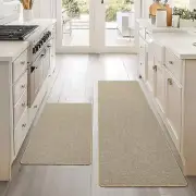 Faux Linen Kitchen Rugs Set of 2 Washable Non Slip Kitchen Mats for Floor, Ab...
