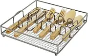 Gibson Home Abbeville Gold Flatware Stainless Steel Utensil Silverware Set With Caddy, Forks, Spoons, Knives - Service for 8