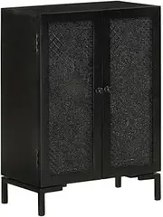 Solid Wood Mango Sideboard, Black Accent Cabinet - 55cm with Doors, Storage Cabinets for Living Room, Dining Room Furniture, Kitchen Table and Buffet