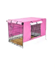 [Paw Mate] Wire Dog Crate 36in With Tray+ Cushion Mat And Cover in Pink