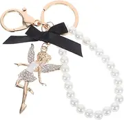[Yardenfun] Decorative Festive Keyring With Bowknot Keychain And Pearl Purse Charm For Back Keychain Accessories Girl Women Purse Wallet Handbag
