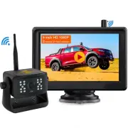 Wireless Solar Magnetic Reversing Backup Camera+5" Monitor Kit For Truck Trailer