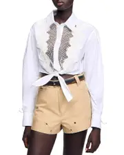 Sandro Andrea Lace Bib Shirt FR 1/US S