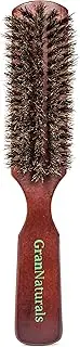 GranNaturals Soft Bristle Hair Brush for Men - Boar Bristle Brush for Styling Beards, Fades, Smoothing Hair and Waves - Natural Wooden Hairbrush