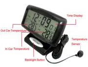 Auto Car temperature Monitor LCD Digital Inside/Outside Thermometer Clock USA