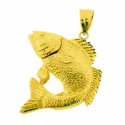 14K Gold 3D Carp Fish Pendant