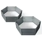 2x Garden Bed 130x130x46cm Planter Box Raised Container Galvanised Green Fingers