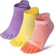 [VWELL] Toe Socks for Women, COOLMAX Colorful Five Finger Socks Lightweight Running Ankle Toe Socks 3Pairs