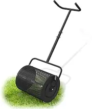 Compost Spreaders for Lawns, 16.5” Peat Moss Spreader Roller with 40”-43” Adjustable Handle, U-Shape Grip, Garden Care Manure Spreaders for Top Soil Dressing Mulch Dirt Sand, Steel Gardening Tools
