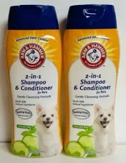 2-Pack Arm & Hammer ~ Cucumber Mint 2-in-1 Shampoo & Conditioner for Pets 20 oz