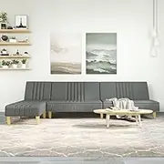 L-Shaped Sectional Sofa Bed, Dark Grey Fabric Couch for Living Room, Convertible Sleeper Seat, Apartment Furniture