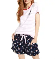 NEW PETER ALEXANDER WOMENS ANCHOR TEE + CAPTAIN PENNY DOG BOYSHORTS PJ SET M