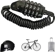5ft Long Cable Bike Lock Bike Lock Cable 4-Digit Resettable Security Bicycle Locks Combination Cycle Lock Anti Theft,Heavy Duty Steel Wire for Bicycle Motorcycle Gate Garage Fence - Black…