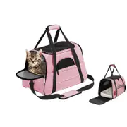 Pet Travel Bag with Hand Warmer Pocket Carrier for Dogs Cats Puppies-Pink