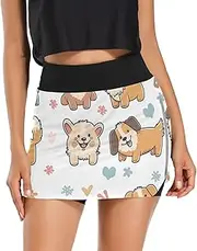 [ODAWA] Green Background Puppy and Plants Women's Skirts Quick Drying Inner Shorts Active Skirt