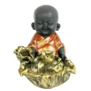 1PC Smiley Monk Ceramic Backflow Cone Incense Burner Holder Waterfall Yoga