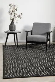 Rug Culture Black & Natural Geometric Textured Rug