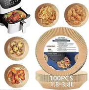 Baking paper for hot air fryers, 2-4.2 liters, 16-20 cm, pack of 100, round baking paper, air fryer liners, disposable paper for oven and air fryer