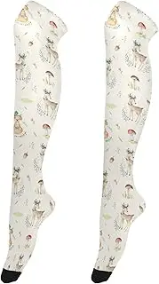 [Caihoyu] Women'S Tall Knee High Socks Comfortable Long Thigh High Socks Thigh High Sock for Halloween Cute Baby Foxes Deer Animal, Cute Baby Foxes Deer Animal