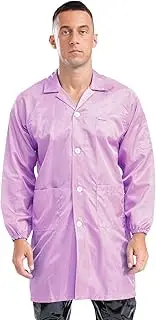 [Yeahdor] Unisex Wear Resistant Dustproof Work Coat Front Button Jacket Anti-static Lab Coat Workshop Uniform