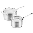 2pc Scanpan 16/20cm Impact Induction Stainless Steel Saucepan w/ Glass Lid Set
