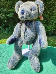 Russ Benson Bears From The Past Blue Furry Fuzzy Bean Bag Plush Teddy Bear