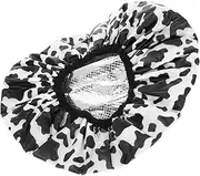 PACKOVE Cow Print Reusable Shower Cap for Women Double Bath Cap for Long Hair Static Headwear Self Heating Design for Hair Treatments Fits All Head