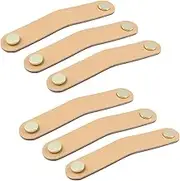 6 Pack Leather Drawer Pulls 142mm(5.6"), Modern Leather Cabinet Knobs Soft Leather Handle with Mounting Screws 115mm (4.5") Hole Center Drawer Handles (Flesh-Colored)