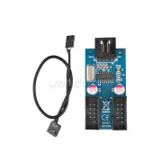 9 Pin USB Header 1 To 2 Extension Splitter Cable Hub Connector Motherboard Kit