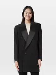 Black Wool Tuxedo Oversized Jacket